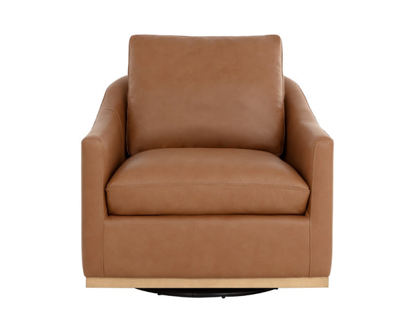 Sunpan CORBIN Swivel Lounge Chair - Premium Butternut Leather with Ergonomic Comfort & Stylish Design 112093V