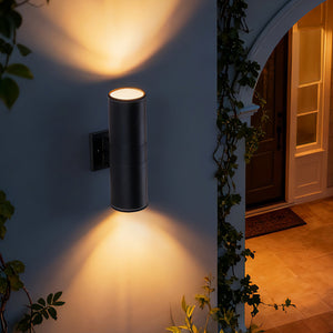 English Elm 12in Matte Black Aluminum Outdoor Wall Sconces up Down Lighting for Porch Patio Set of 4 W2312P416008