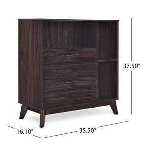 English Elm Christopher Knight Home® - CABINET mid-century modern faux wood storage console with splayed legs, drawers & cubby shelves Wenge 67351.00WENG