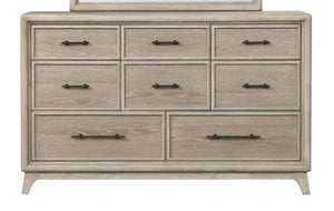 English Elm 1pc Eight Drawer Oak Veneer Dresser Rubberwood Frame Matte Hardware Bedroom Storage B2741P460888