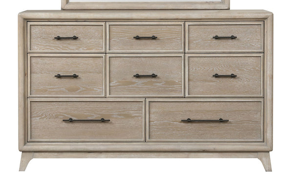 English Elm 1pc Eight Drawer Oak Veneer Dresser Rubberwood Frame Matte Hardware Bedroom Storage B2741P460888