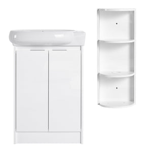 English Elm 23" Freestanding Ceramic Vessel Sink Vanity with Soft Close Cabinet and Wall Rack W999S00490