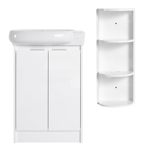 English Elm 23" Freestanding Ceramic Vessel Sink Vanity with Soft Close Cabinet and Wall Rack W999S00490