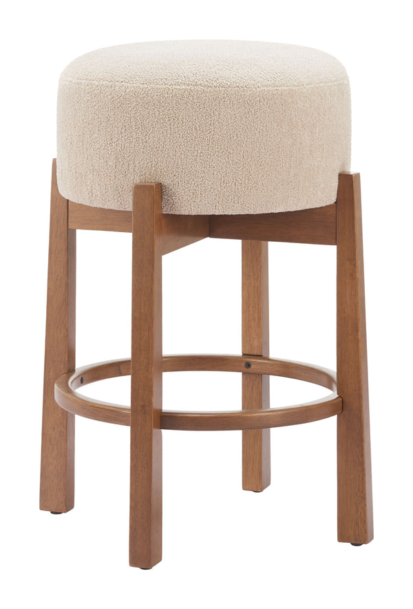 Zuo Modern Nade Counter Stool Set Of 2 - Elegant Beige & Walnut Finish For Modern Hospitality Spaces Beige 100% Polyester,Rubberwood 110662-zuo-modern