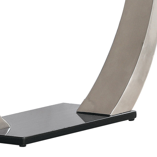 English Elm Lana Satin Silver Console Table with Glass Top and Sturdy Metal Base — Modern Matte Finish, 48" B062S00660