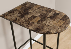 English Elm Home Bar Table - Contemporary 36" Pub Height Design With Brown Marble-Look Top & Metal Legs B2710P219005