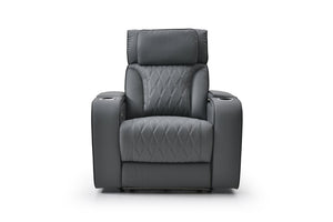 English Elm Lumin Power Recliner Faux Leather Chair with Led Lighting and Built in Usb Charging Gray B078P497926