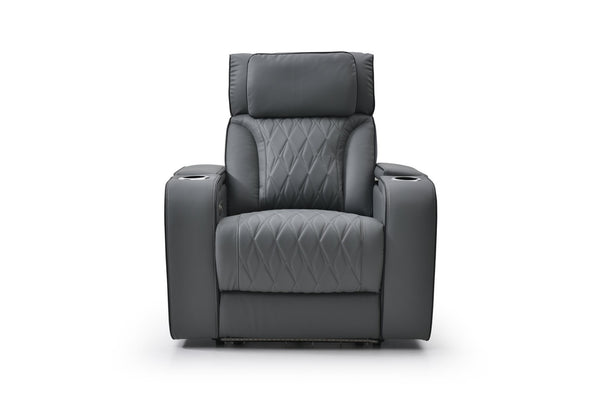 English Elm Lumin Power Recliner Faux Leather Chair with Led Lighting and Built in Usb Charging Gray B078P497926