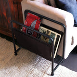 Modern Black Metal & Vinyl Magazine Holder | Stylish & Functional Organizer for Home or Office