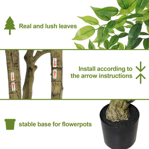 English Elm 7ft Artificial Banyan Tree Sculpted Trunk Silk Foliage Large Indoor Statement Plant W2945P458774