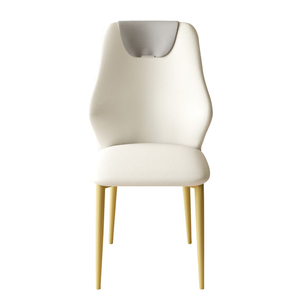 English Elm Set Of 2 Elegant Dining Chairs With Ergonomic Design, Pu Leather Seats, Gold-Plated Legs & Comfort W509P375684-GIGA