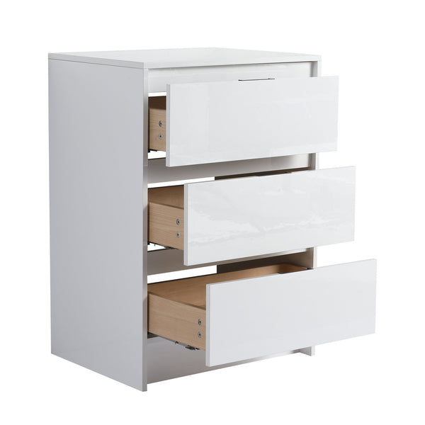 English Elm 24" Freestanding Bathroom Storage Cabinet - Modern Glossy White Design With 3 Soft-Close Drawers W999P312108
