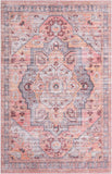 Unique Loom Mangata Melodie Machine Made Border Rug Apricot and pink, Gray/Black/Brown 5' 11" x 9' 0"