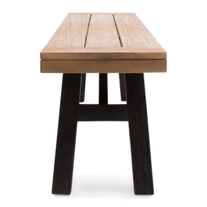 English Elm Outdoor Acacia Hardwood Slat Bench Set of Two for Patio Garden Dining Use 56702.00