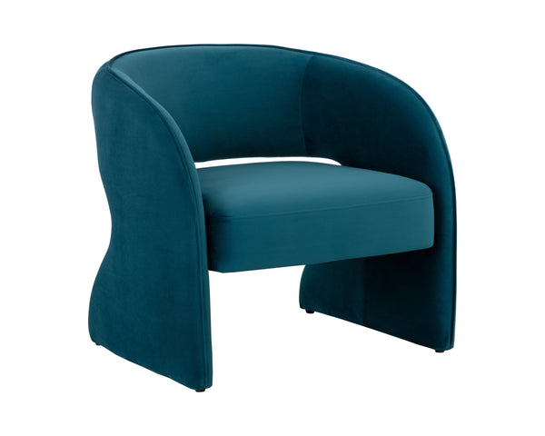 Sunpan Rosalia Contemporary Lounge Chair - Plush Curves and Defined Piping for Stylish Comfort in Any Space Timeless Teal