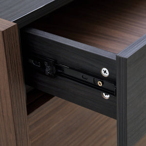 English Elm 32.5''-58.8''W Expandable Rotating Storage Cabinet with Drawer & Flip Doors, Modern Black Walnut Elegance N845P261744D