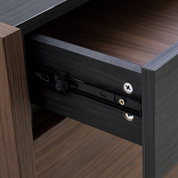 English Elm 32.5''-58.8''W Expandable Rotating Storage Cabinet with Drawer & Flip Doors, Modern Black Walnut Elegance N845P261744D