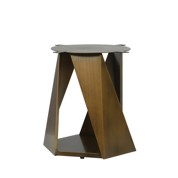 English Elm 53" Round Marble Dining Table with Sintered Stone Top and Iron Pedestal Base, Seating for 6, 400 lb Capacity Bronze,White W1535S00568