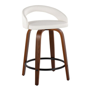English Elm Fixed-height Swivel Counterstools Walnut Legs Faux Leather Seats Kitchen Island Set B202S01752
