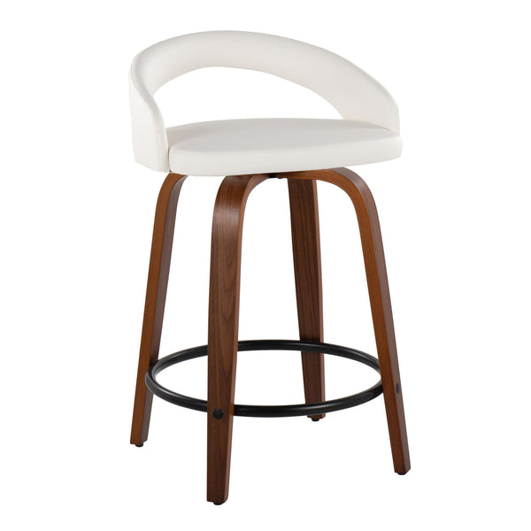 English Elm Fixed-height Swivel Counterstools Walnut Legs Faux Leather Seats Kitchen Island Set B202S01752