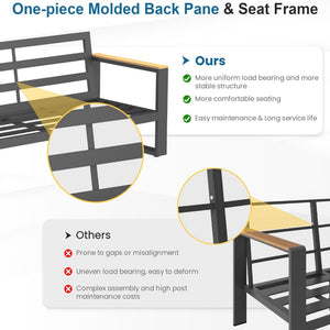 English Elm All-weather 9 Seat Aluminum Patio Conversation Set with Tempered Glass Table Beige+Grey B082S00114