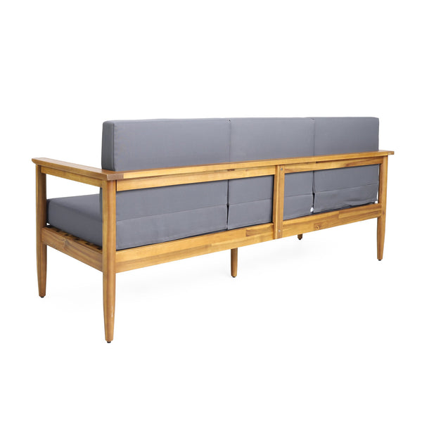 English Elm Christopher Knight Home® - GAVIN Dark Grey 3-Seater Sofa - Acacia Wood Frame, Water-Resistant Cushions, Slat Design, 76.5" 67310.00DGRY