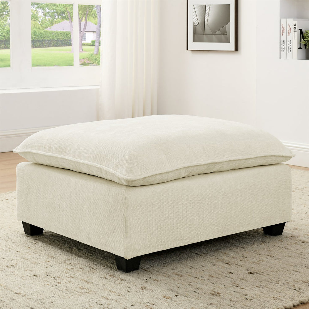 English Elm Contemporary Vertical Channel Sectional Sofa - Elegant Beige Linen Upholstered Corner Comfort W1117P266166