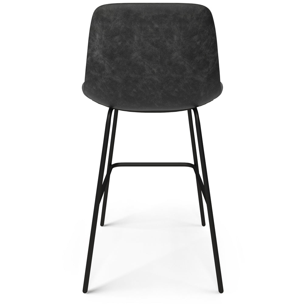 English Elm Jolie Counter Height Stool Set Of 2 - Stylish Distressed Charcoal Vegan Leather & Metal Legs B136P158760