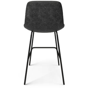 English Elm Jolie Counter Height Stool Set Of 2 - Stylish Distressed Charcoal Vegan Leather & Metal Legs B136P158760