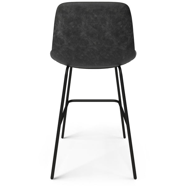 English Elm Jolie Counter Height Stool Set Of 2 - Stylish Distressed Charcoal Vegan Leather & Metal Legs B136P158760