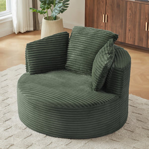 English Elm Compressible Corduroy Round Accent Chair Pocket Spring Cushioned Backrest for Apartments Green W2339P461269
