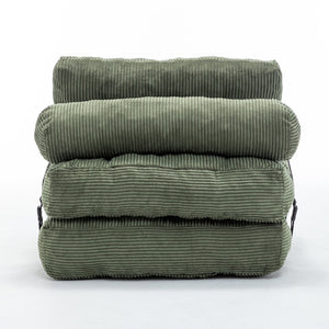 English Elm Folding Floor Sofa Bed Convertible Sleeper Chair with Shredded Foam Corded Fabric Green W2200P442796