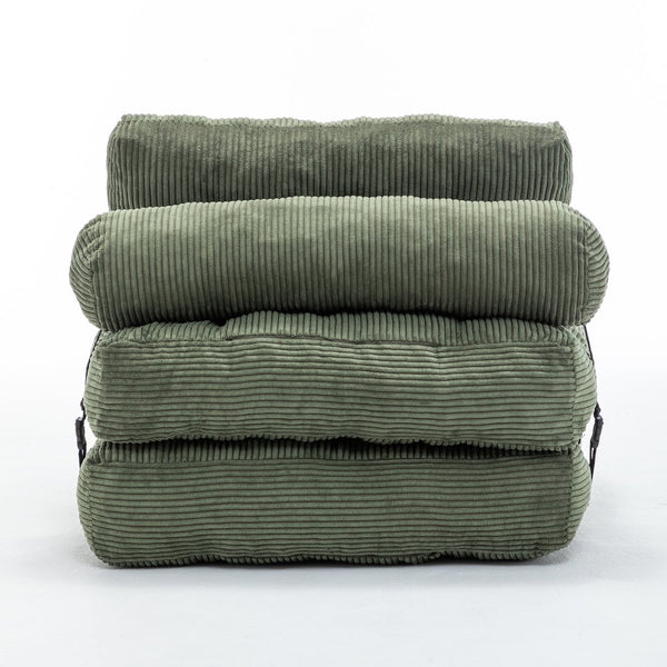 English Elm Folding Floor Sofa Bed Convertible Sleeper Chair with Shredded Foam Corded Fabric Green W2200P442796