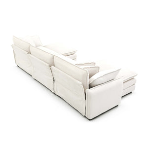 English Elm Oversize L-Shaped Sectional Sofa With Ottoman - Plush White Corduroy, Stylish Comfort For Any Room W714S00690-GIGA
