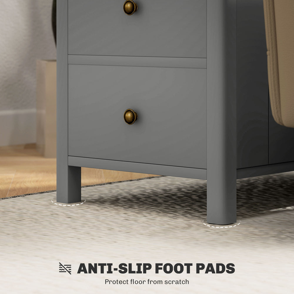 English Elm Side Table with Built-in Power Hub Dual Usb Ports Open Shelf and Two Drawers T3971P405374