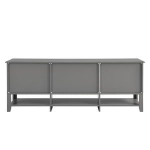 English Elm TV Stand with Modern Sleek Panel Design, Soft-Closing Drawers, Magnetic Doors & Sturdy Storage System Grey WF309280AAK