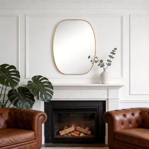 English Elm 30x40 Oval Wall Mirror Slim Metal Frame Distortion Free Glass Bathroom Entryway Accent Gold W2203P476482