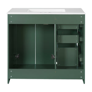 English Elm 72'' Elegant Bathroom Vanity With Ceramic Sink, Soft-Close Drawers & Solid Wood Storage Cabinet Set N710SS00013F