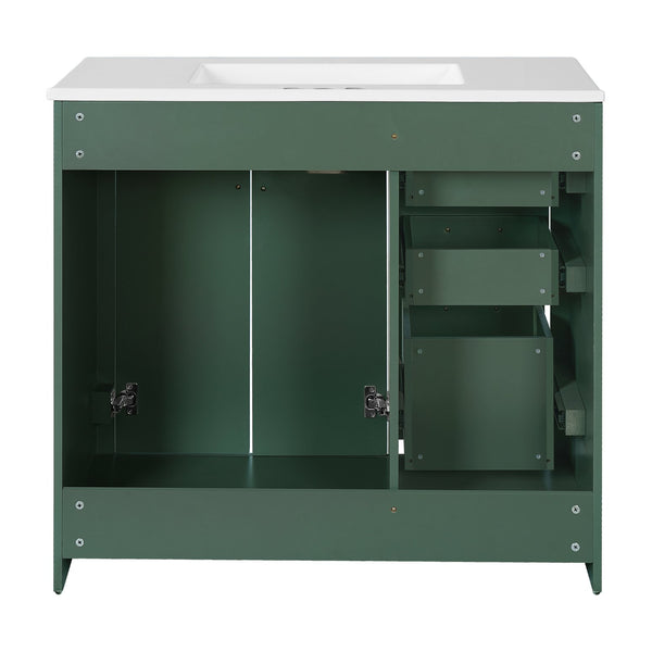 English Elm 72'' Elegant Bathroom Vanity With Ceramic Sink, Soft-Close Drawers & Solid Wood Storage Cabinet Set N710SS00013F