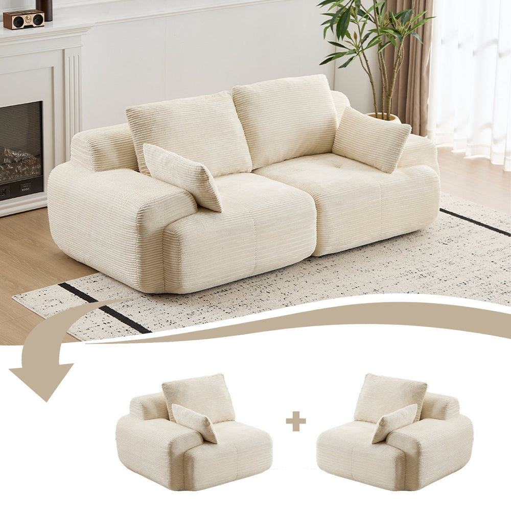 English Elm Modern Pet-Friendly Memory Foam Sectional Sofa - Compressed 2-Seater Loveseat In Soft Corduroy Beige W3723P346954