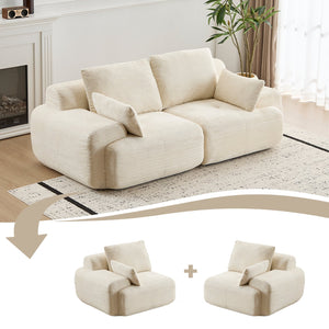 English Elm Modern Pet-Friendly Memory Foam Sectional Sofa - Compressed 2-Seater Loveseat In Soft Corduroy Beige W3723P346954