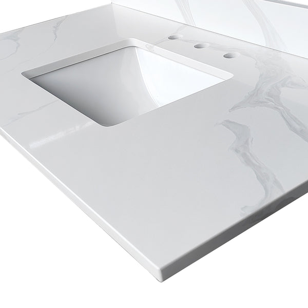 English Elm 43-inch Carrara Quartz Vanity Top Undermount Sink Backsplash Stain Resistant Bath W2699P459408