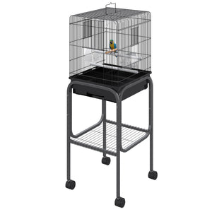 English Elm Pawhut Powder Coated Steel Bird Cage with Rolling Stand and Built in Storage Basket W2225P229300