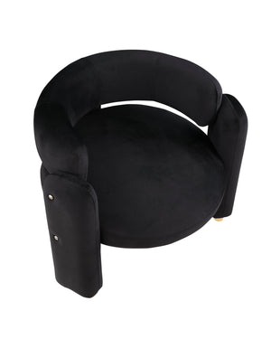 English Elm Accent Chair with Hollow Backrest for Ergonomic Support, Solid Wood Frame, Stylish Fabric Upholstery Black W1420P194054