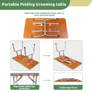 English Elm 36 Inch Folding Pet Grooming Table with Restraint Arm Waterproof Mdf Top Mesh Basket T3210P293741