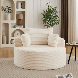 English Elm 50"l Corduroy Oversized Sleeper Chair with Neck Pillow Support for Lounge or Bedroom Beige W834P405862