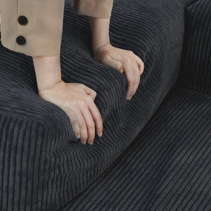 English Elm Pixel Modern Modular Sofa - Stylish Black Corduroy L-Shaped Sectional 4-Seater For Versatile Comfort B341S00024-GIGA