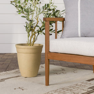 English Elm Walker Edison - Modern Outdoor Spindle Style Left Arm Sectional Brown - Eucalyptus Wood, Linen Cushions, Weather-Resistant, RTA B185P326698