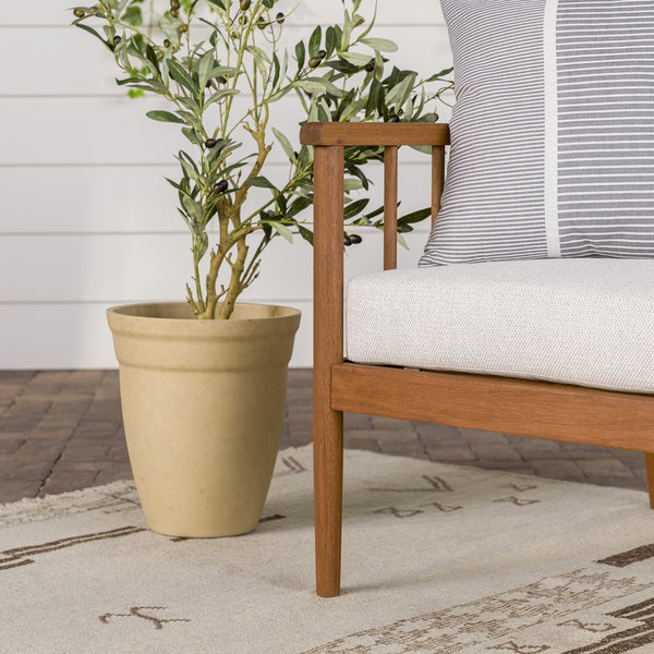 English Elm Walker Edison - Modern Outdoor Spindle Style Left Arm Sectional Brown - Eucalyptus Wood, Linen Cushions, Weather-Resistant, RTA B185P326698