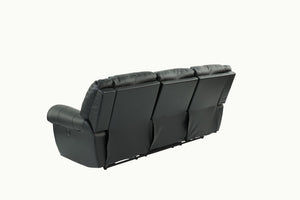 English Elm Plush Oversized Manual Motion Sofa In Black Bonded Leather - 3-Seat Comfort For Stylish Living Rooms B011P205577-GIGA